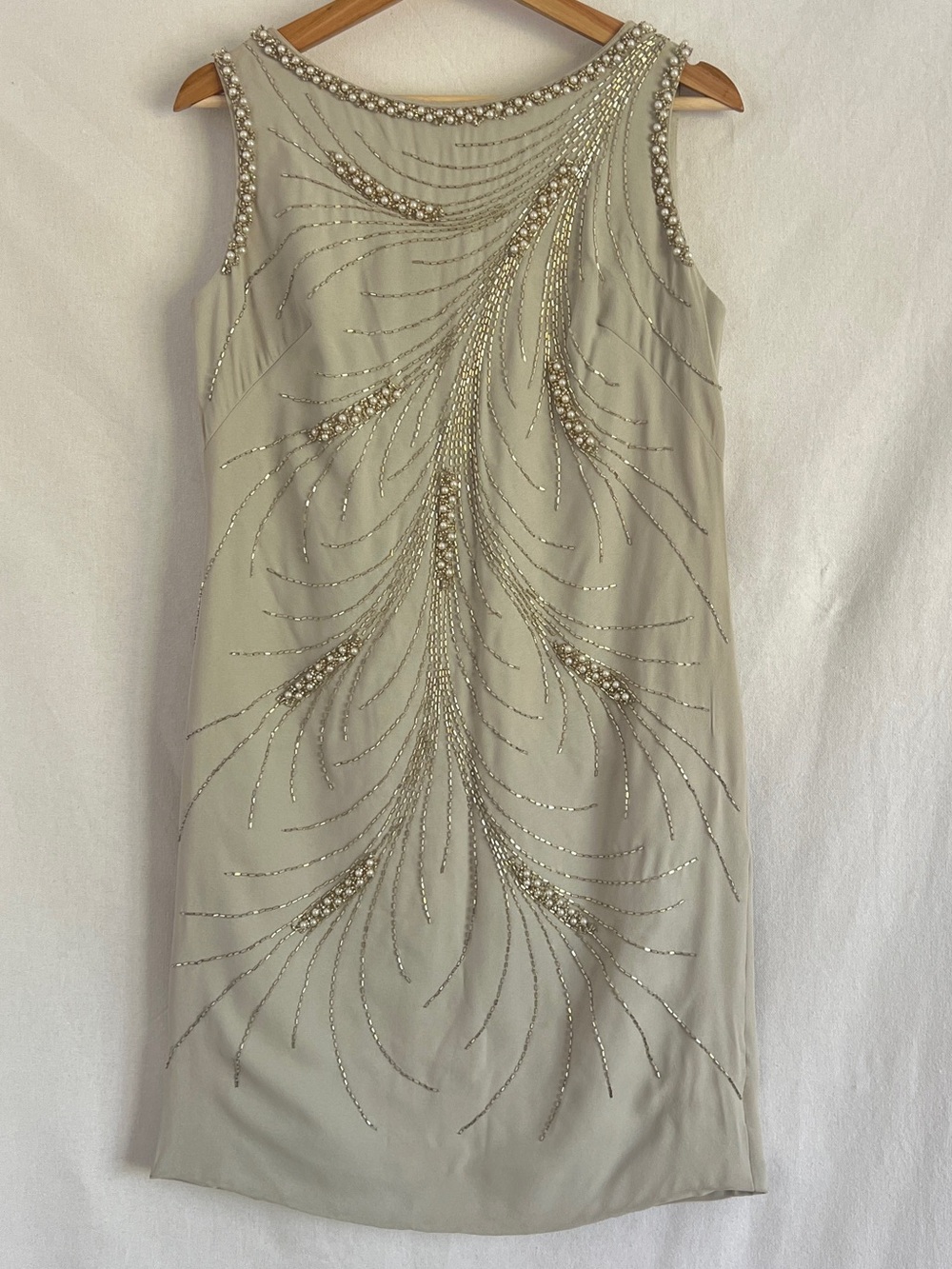 Vintage 50s Beaded Cocktail/Party Shift Dress Art Deco look size S